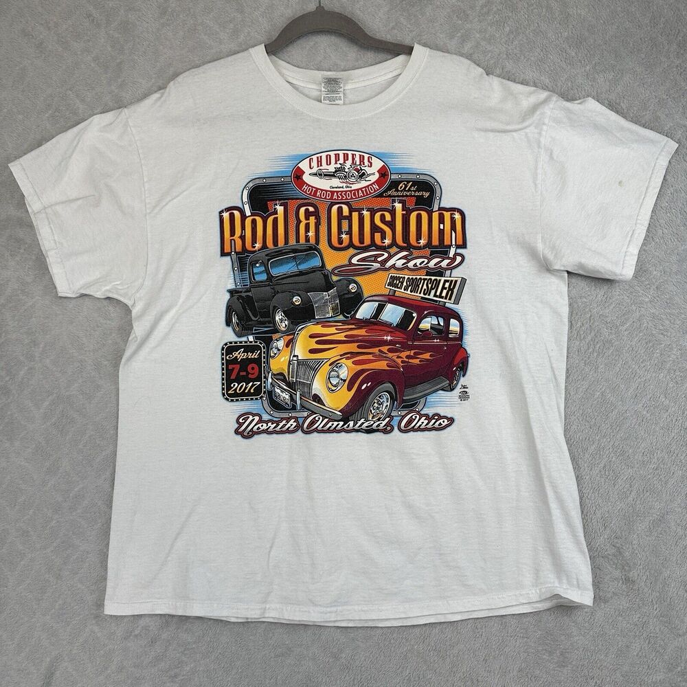Choppers Hot Rod Assoc Graphic Tee Shirt Men XL 2017 Cleveland Car Show Dan Ross